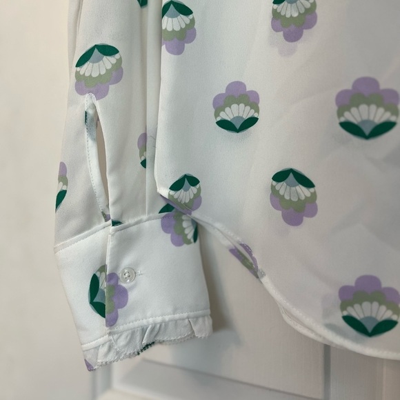 Aritzia Sunday Best Floral Print Button Front Long Sleeve Ruffle Blouse XS - Picture 12 of 16